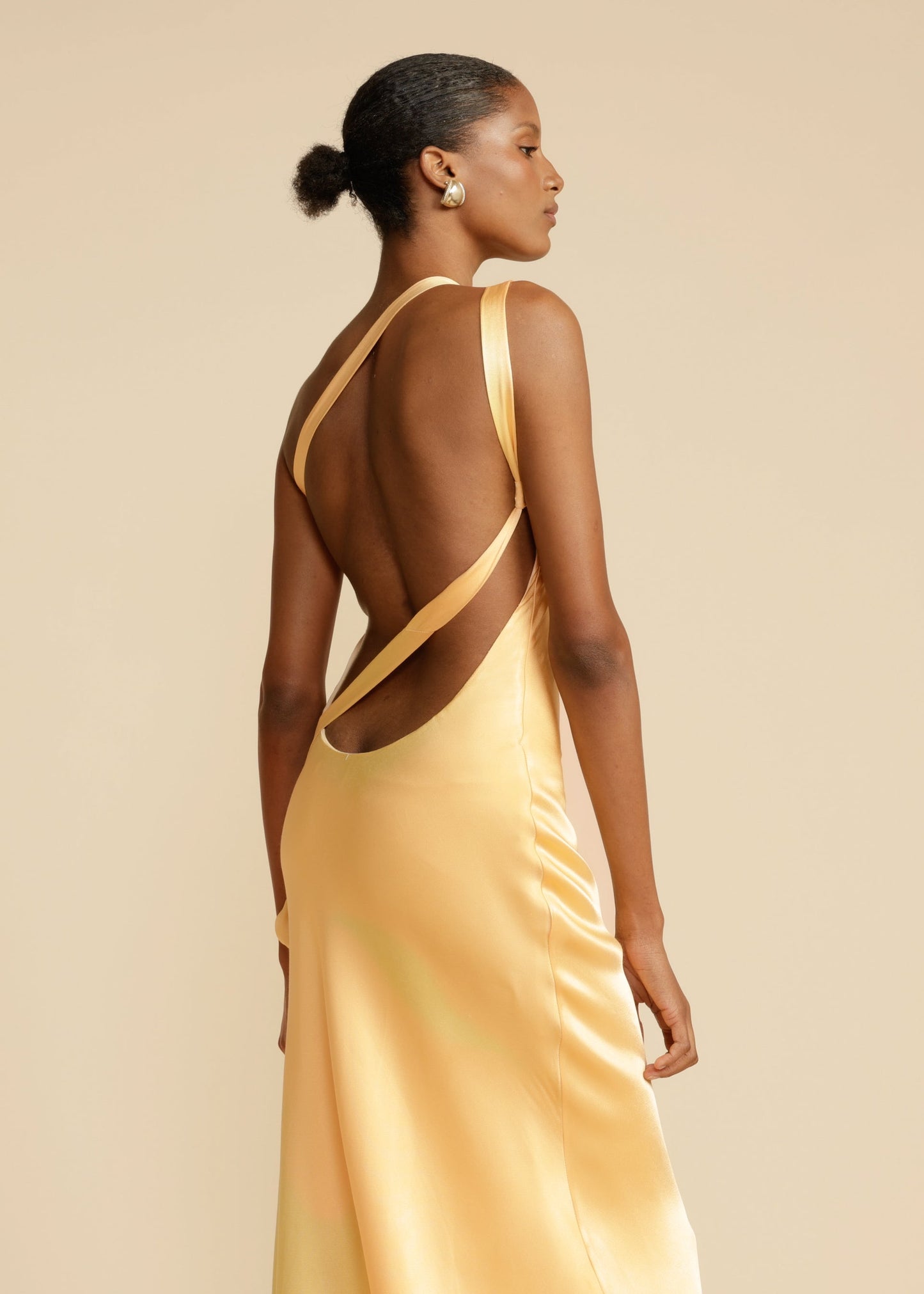 Celeste Asymmetrical Backless Satin Dress