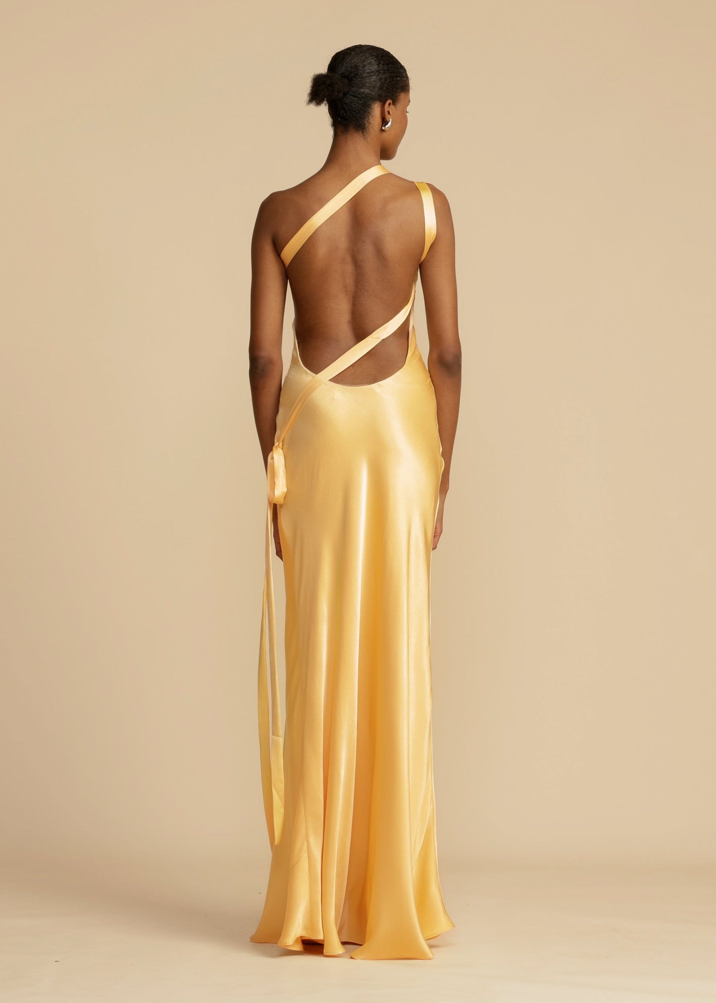 Celeste Asymmetrical Backless Satin Dress