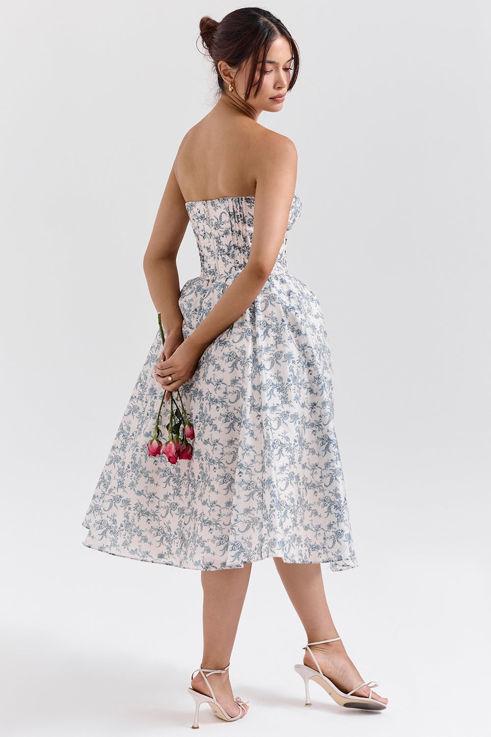 CLARISSA PORCELAIN PRINT CORSET DRESS